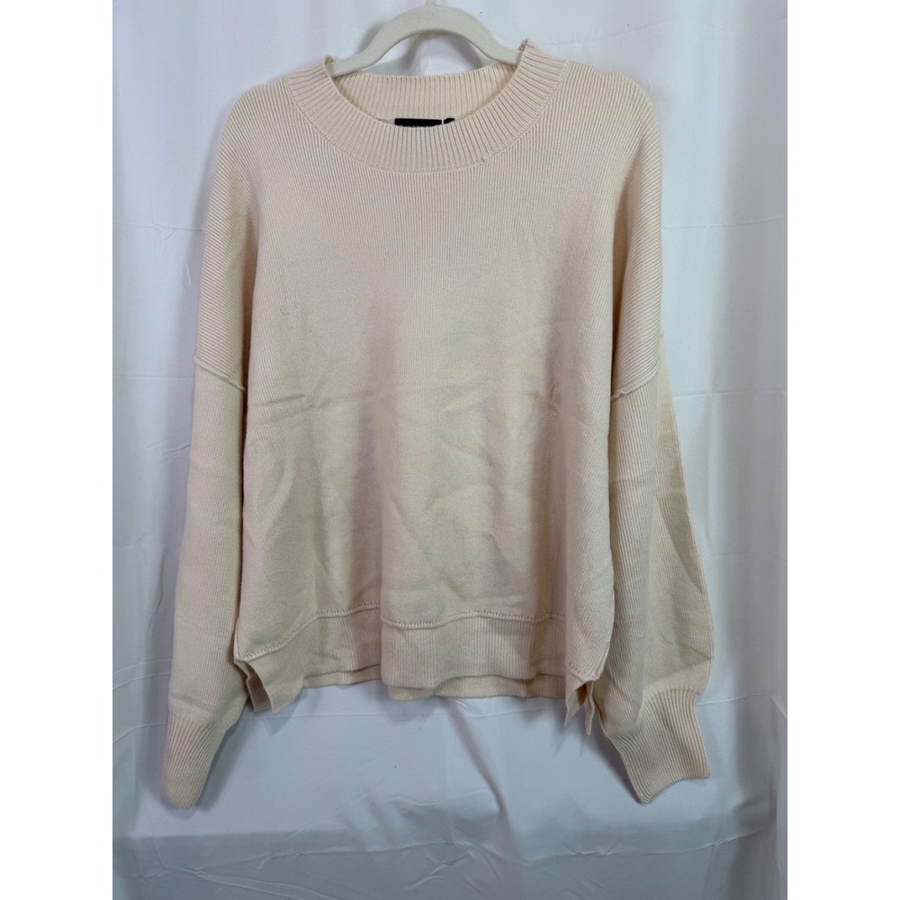DOKOTOO Women's XL Cream Rib Knit Crew Neck Sweater Long Sleeve NWT Soft
